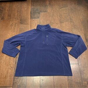 LL Bean Sweatshirt Mens XL Snap Pullover Sweater Fleece Blue Long Sleeve